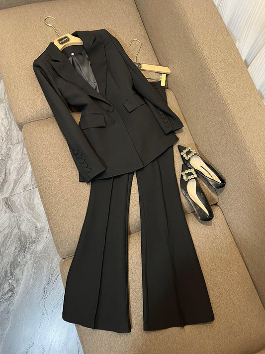 Black Pantsuits for Women ,Blazer Suits For Women Wedding, Single Button Flare Pants 2 pcs Set Suit Women ,Formal Outfits